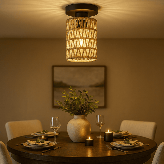 Garden Lights Lyra Noa Rattan Weave Pendant Light