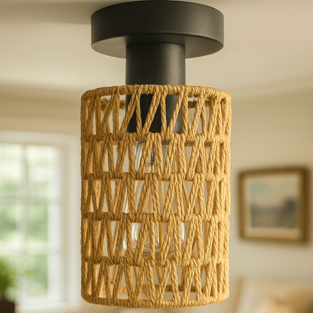Garden Lights Lyra Noa Rattan Weave Pendant Light