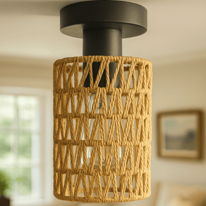 Garden Lights Lyra Noa Rattan Weave Pendant Light
