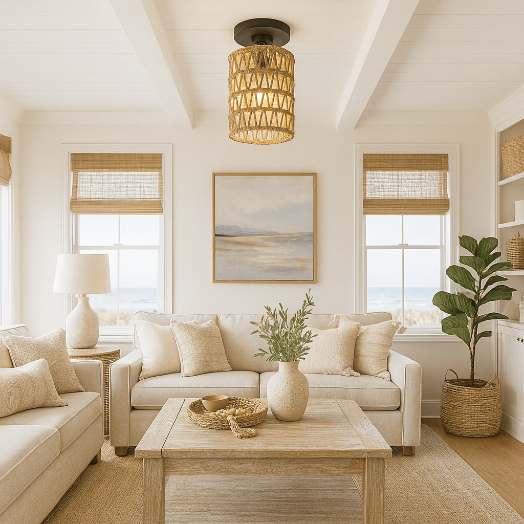 Garden Lights Lyra Noa Rattan Weave Pendant Light